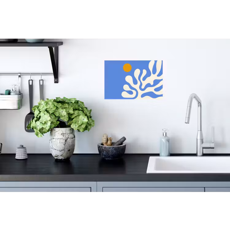 Minimalistisch - Organisch patroon - Blauw Muursticker klein -keuken