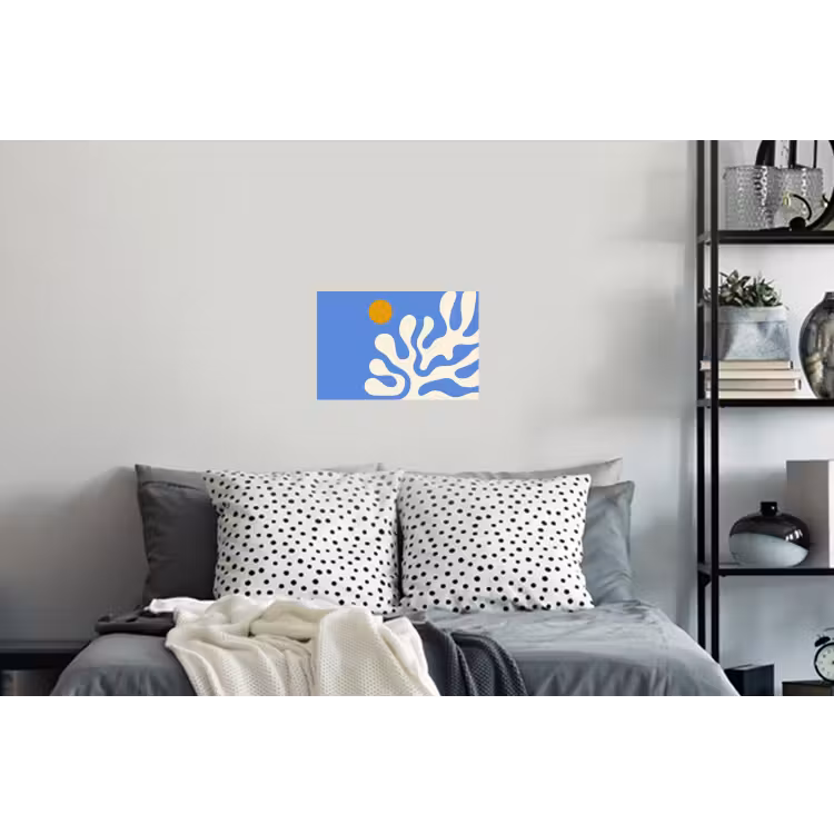 Minimalistisch - Organisch patroon - Blauw Muursticker klein -slaapkamer