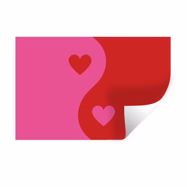 Minimalistisch - Rood - Roze - Hartjes Muursticker klein -3d