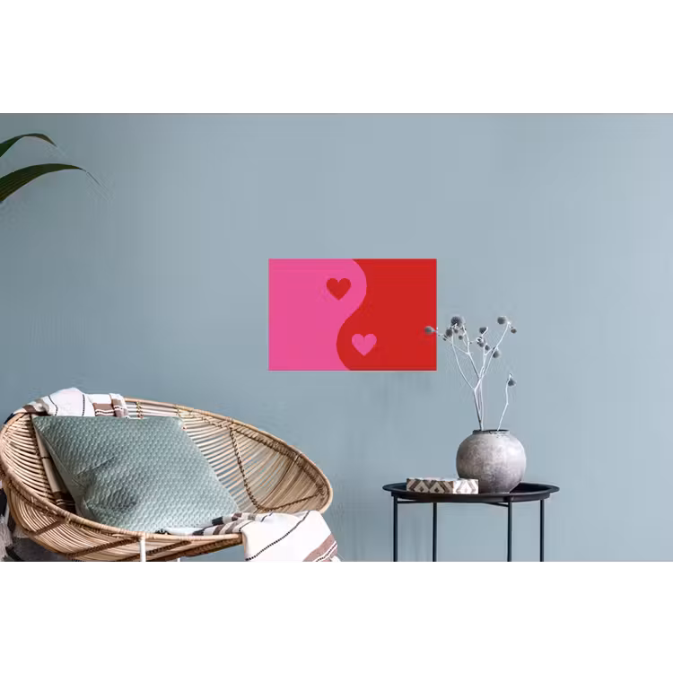 Minimalistisch - Rood - Roze - Hartjes Muursticker klein -plant