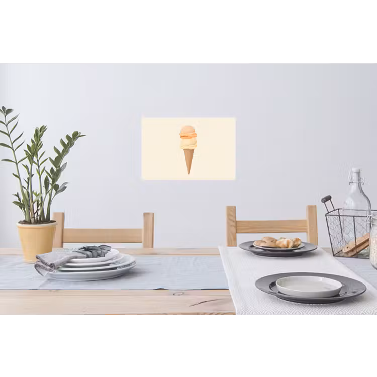Minimalistisch - Schepijs - Hoorntje - Beige Muursticker klein -eettafel