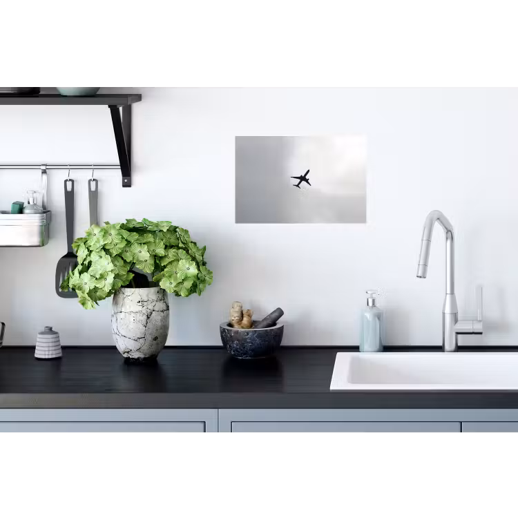 Minimalistisch - Silhouet - Zwart - Vliegtuig Muursticker klein -keuken