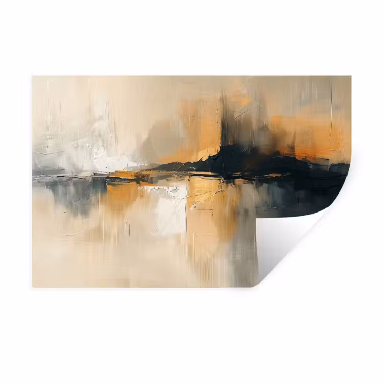 Moderne kunst - Abstract - Zwart Muursticker klein -3d