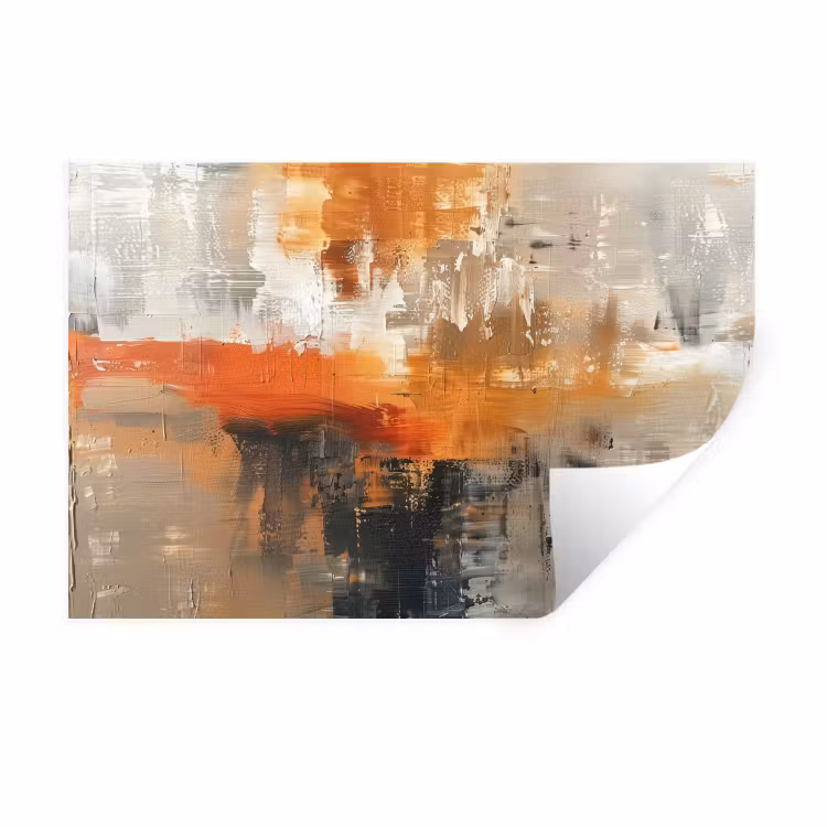 Moderne kunst - Abstract - Goud - Grijs Muursticker klein -3d