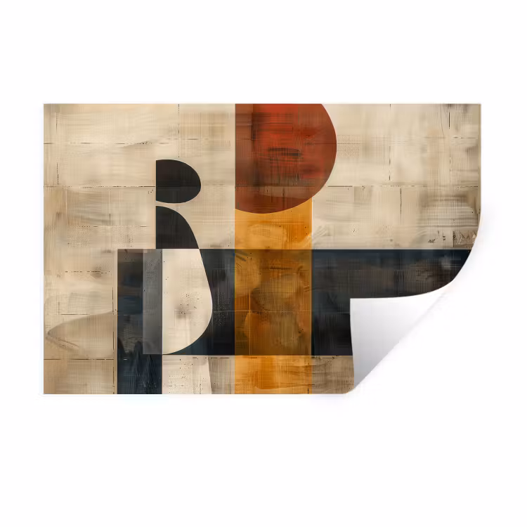 Modern - Kunst - Beige - Industrieel Muursticker klein -3d