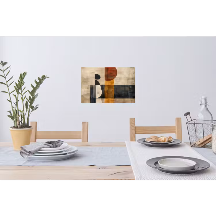 Modern - Kunst - Beige - Industrieel Muursticker klein -eettafel