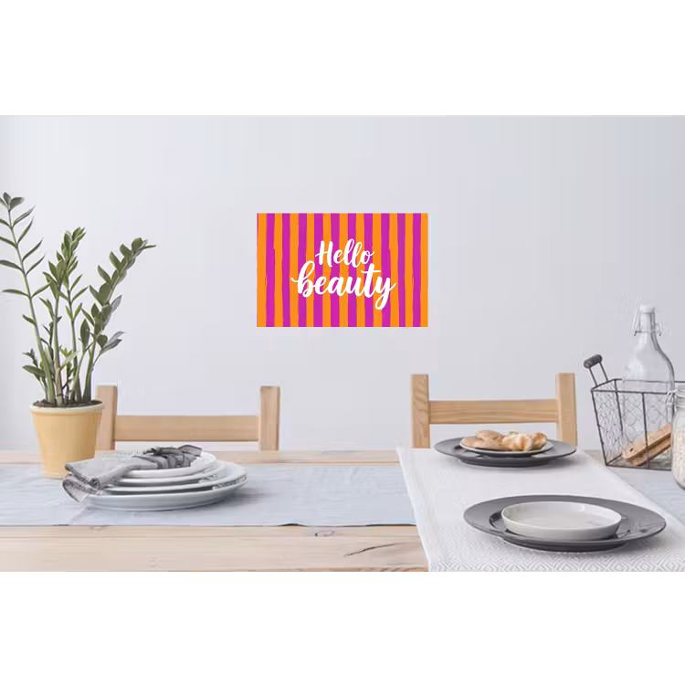 Modern - Hello - Oranje Muursticker klein -eettafel