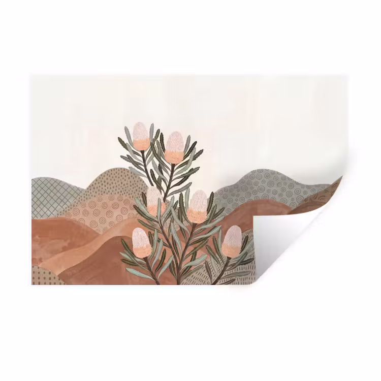 Modern - Heuvels - Terracotta Muursticker klein -3d