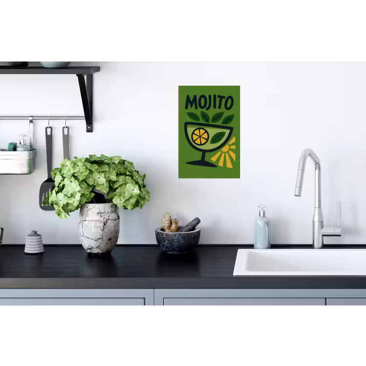 Mojito - Cocktail - Citroen - Groen Muursticker klein -keuken