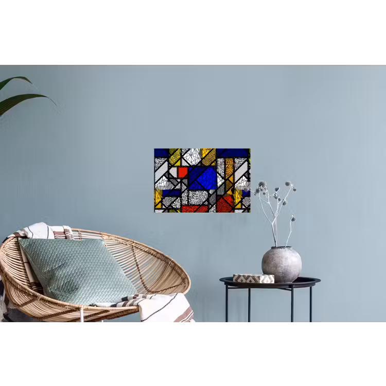 Mondriaan - Glas in lood - Oude Meesters - Kunstwerk - Abstract - Schilderij Muursticker klein -plant