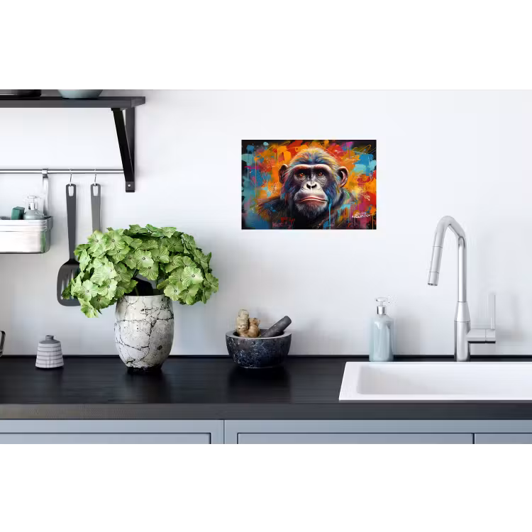 Aap - Gorilla - Graffiti - Dieren - Kleuren Muursticker klein -keuken