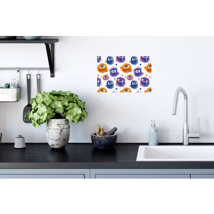 Monstertjes - Aquarel - Kleurrijk Muursticker klein 286 -keuken