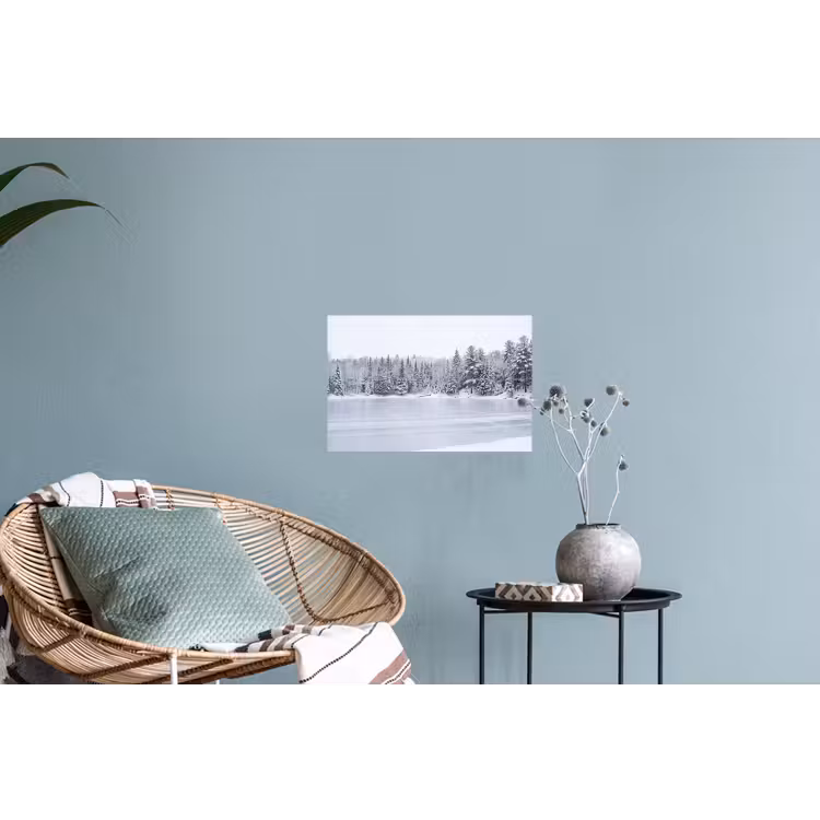 Meer - Dennen - IJs - Winter - Rustgevend Muursticker klein -plant