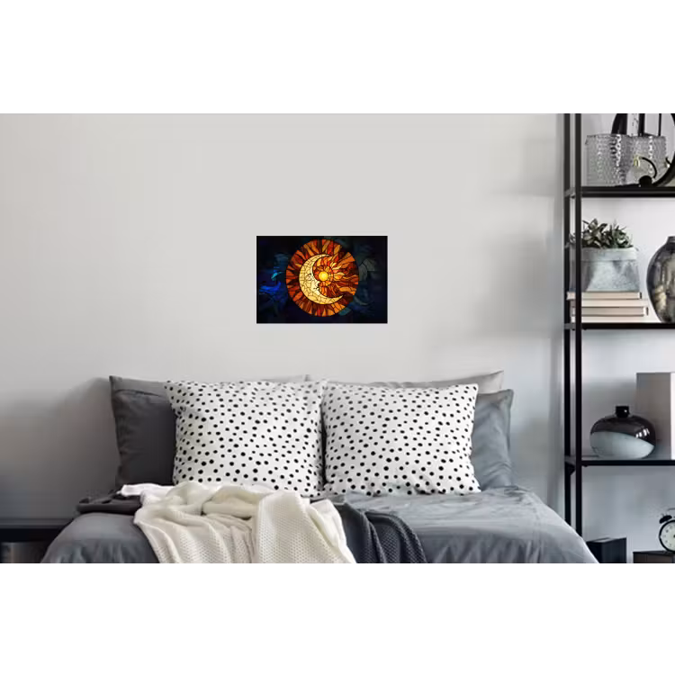 Mozaïek - Glas - Maan - Donkerblauw Muursticker klein -slaapkamer