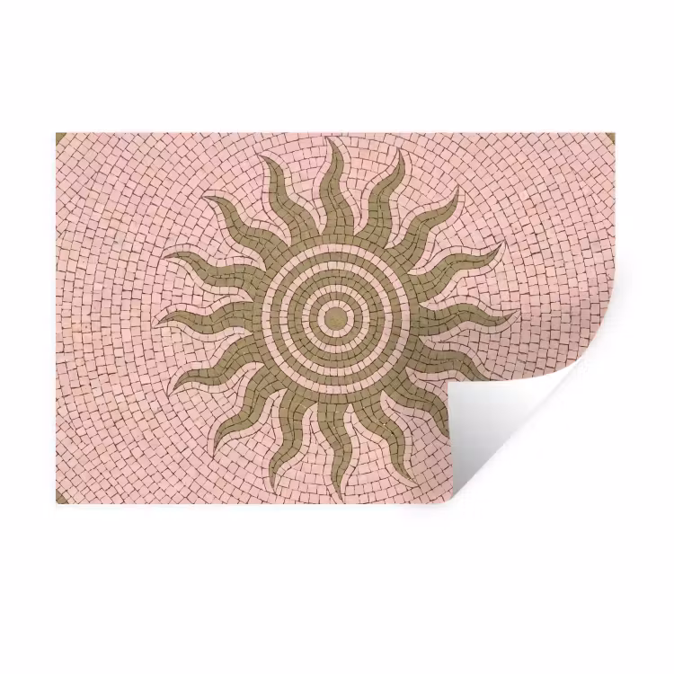 Mozaïek - Zon - Patroon - Klassiek - Roze Muursticker klein -3d