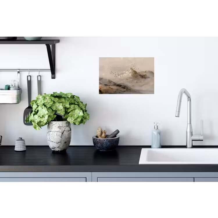 Berglandschap - Mist - Penseelstreken Muursticker klein -keuken