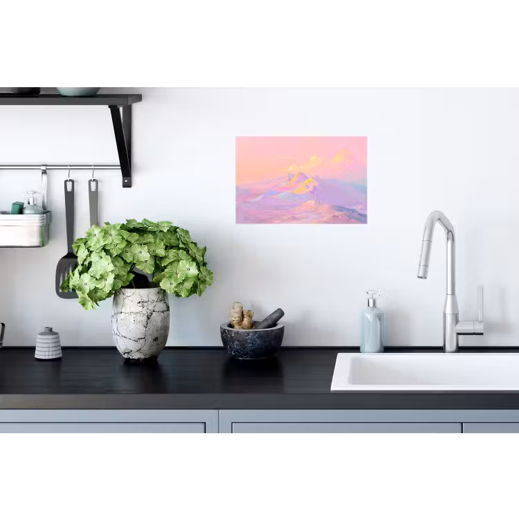 Bergtoppen - Wolken - Dromerig Muursticker klein -keuken
