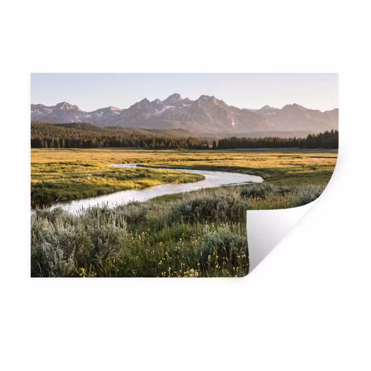 Berglandschap - Rivier - Bos Muursticker klein -3d
