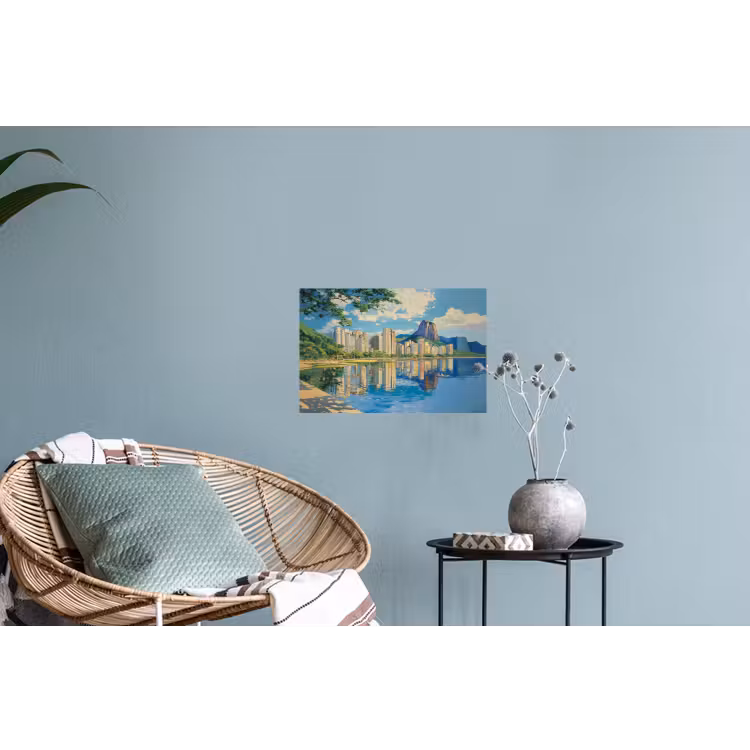 Berg - Skyline - Strand - Water Muursticker klein -plant
