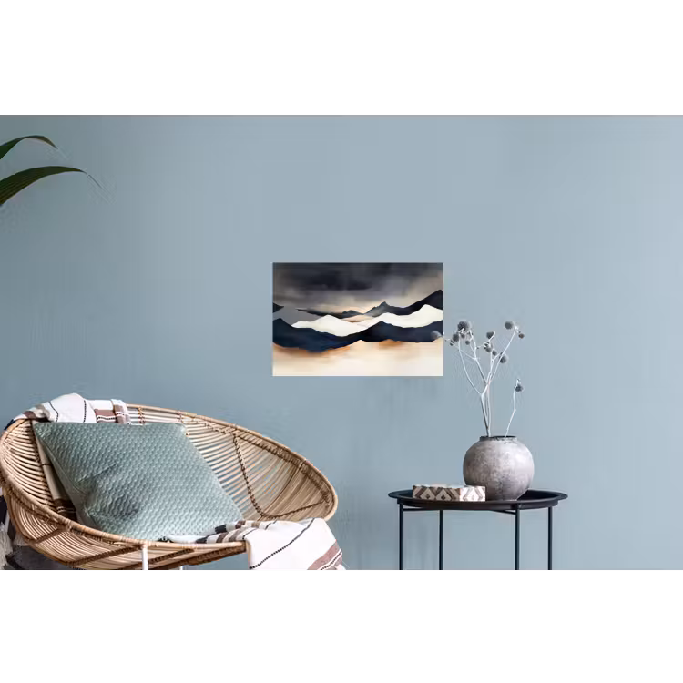 Bergen - Donkerblauw - Landschap Muursticker klein -plant