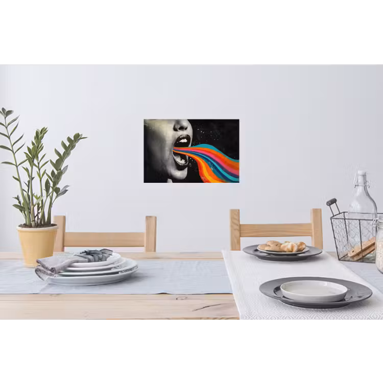 Mond - Golven - Regenboog Muursticker klein -eettafel
