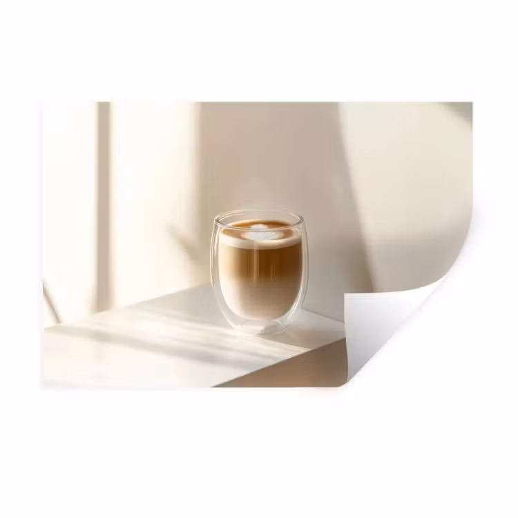 Mok - Latte - Minimalistisch - Schaduw Muursticker klein -3d