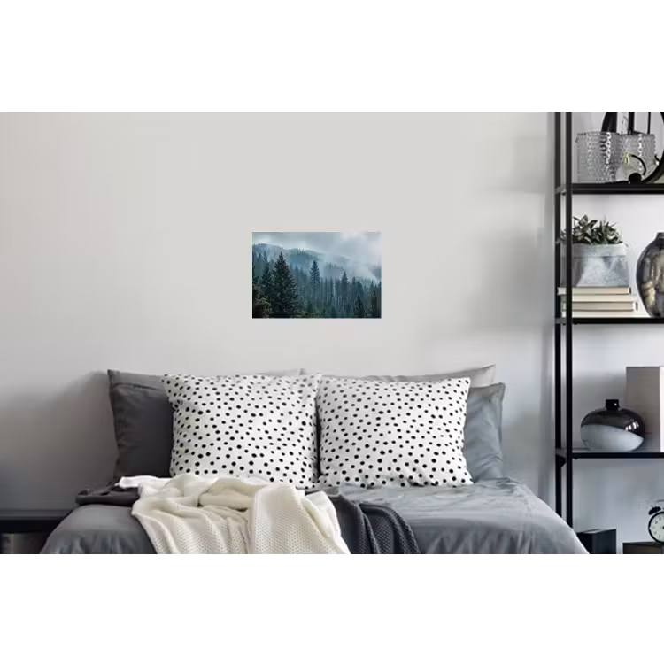 Naaldwoud - Bergen - Mist Muursticker klein -slaapkamer