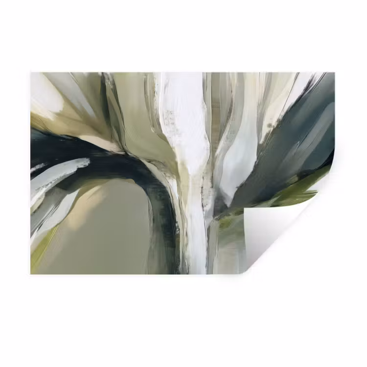 Natuur - Abstract - Groen - Penseelstreken Muursticker klein -3d