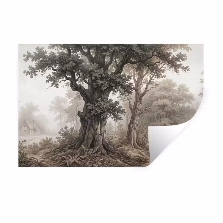 Natuur - Bos - Eik Muursticker klein -3d