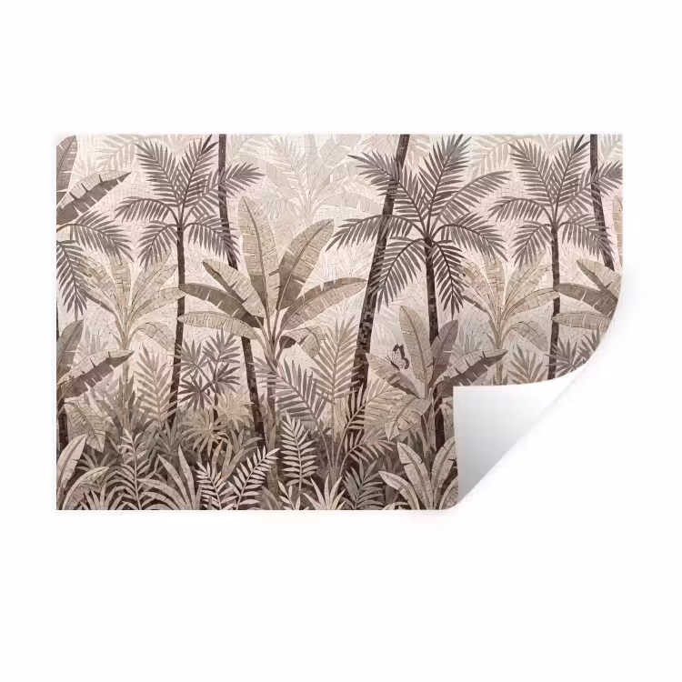 Natuur - Bladeren - Landschap - Mozaïek - Beige Muursticker klein -3d