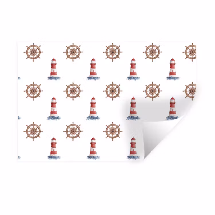 Nautisch - Klassiek - Rood Muursticker klein 286 -3d