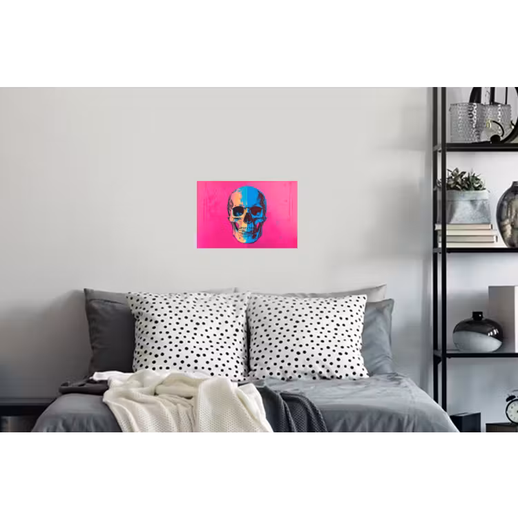 Neon - Blauw - Pop-art - Schedel Muursticker klein -slaapkamer