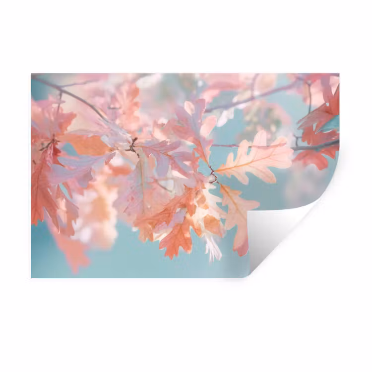 Eikenbladeren - Takken - Roze Muursticker klein -3d