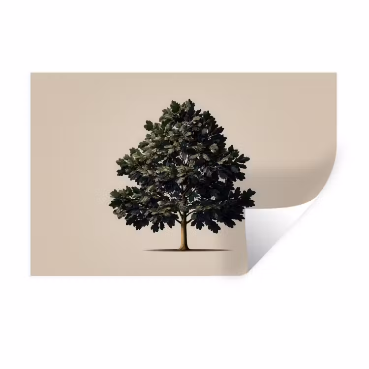 Eikenboom - Schaduw - Egaal Muursticker klein -3d