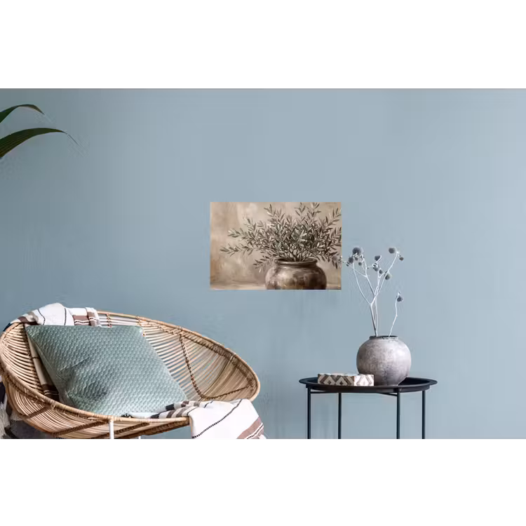 Olijfplant - Aardenpot - Abstract - Beige Muursticker klein -plant