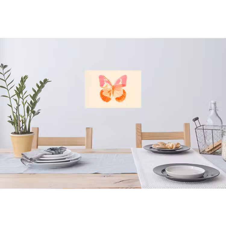Oranje - Vlinder - Minimalistisch Muursticker klein -eettafel