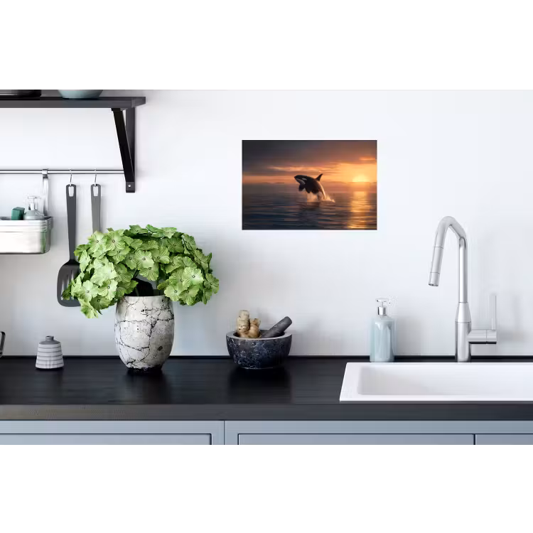 Orka - Zee - Zonsondergang Muursticker klein -keuken
