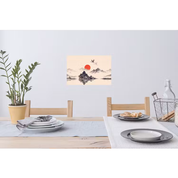 Oosters - Kraanvogels - Landschap Muursticker klein -eettafel