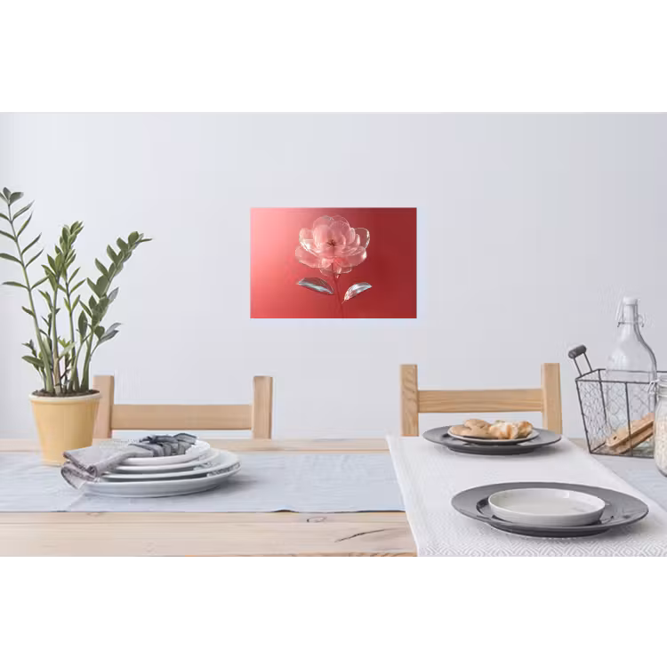 Sierlijk - Bloem - Roze - Glazen Muursticker klein -eettafel
