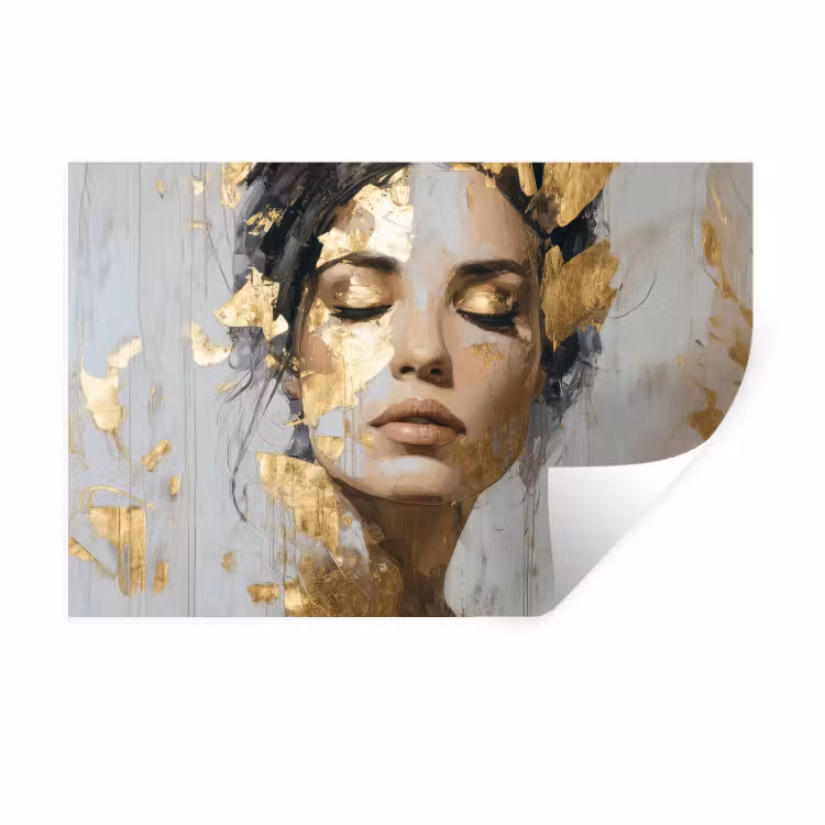 Sierlijk - Vrouw - Goud - Ogen Muursticker klein -3d