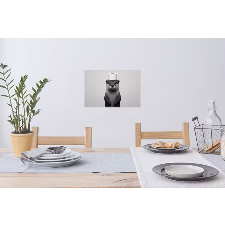 Otter - WC rol - Zwart - Wit Muursticker klein -eettafel