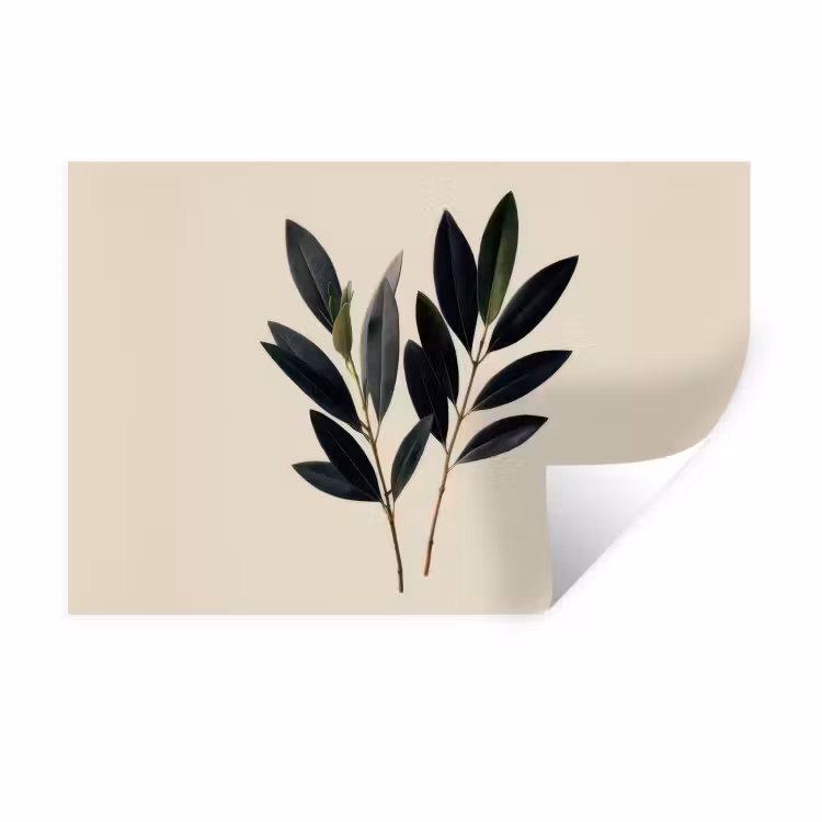 Ovaalvormige bladeren - Diep groen - Symmetrisch Muursticker klein -3d