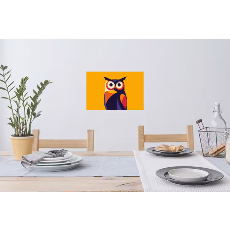 Uil - Grafisch - Kleurrijk - Ogen Muursticker klein -eettafel