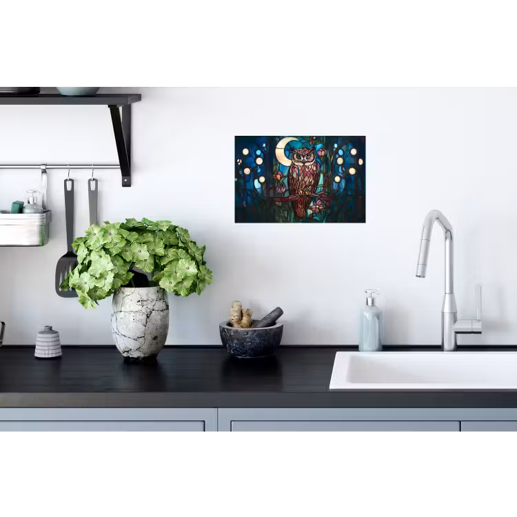 Uil - Mozaïek - Maan - Nacht Muursticker klein -keuken