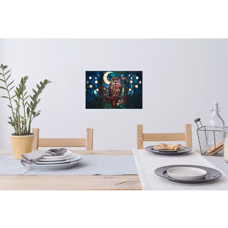 Uil - Mozaïek - Maan - Nacht Muursticker klein -eettafel