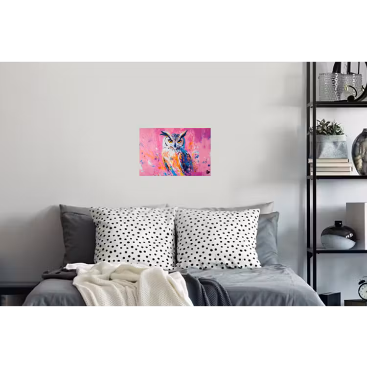 Uil - Roze - Blauw - Verf - Abstract Muursticker klein -slaapkamer
