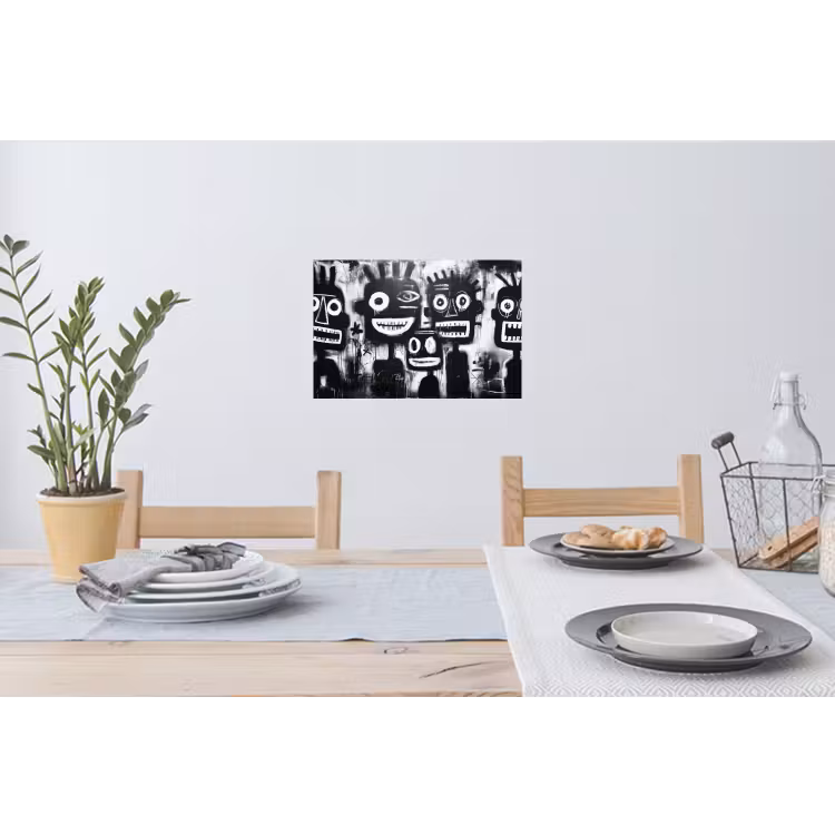 Schilderij - Figuren - Zwart - Abstract Muursticker klein -eettafel