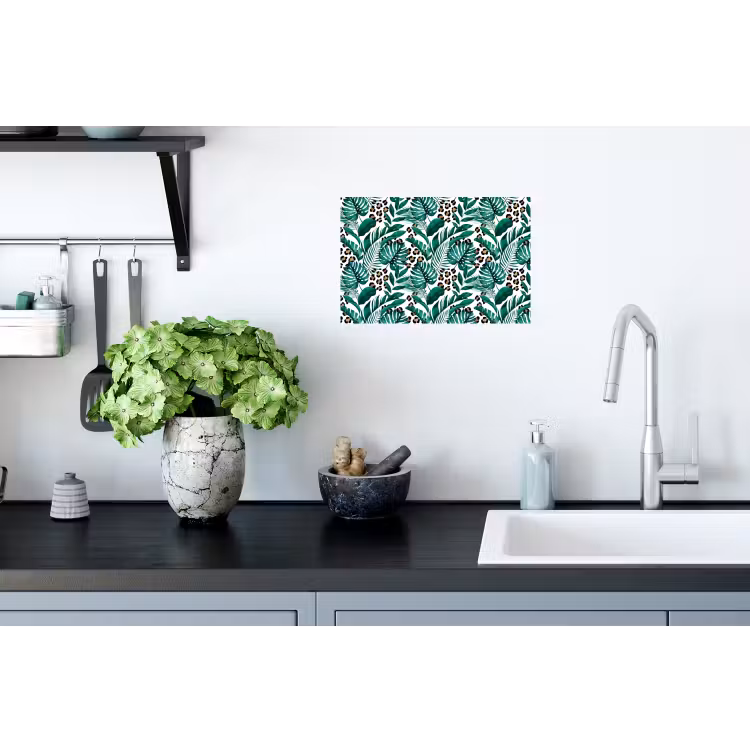 Palmblad - Panterprint - Tropical Muursticker klein -keuken