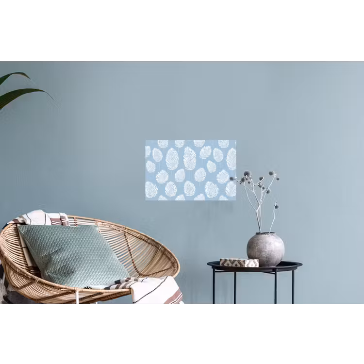 Palmbladeren - Naadloos - Patroon - Pastelblauw Muursticker klein 286 -plant