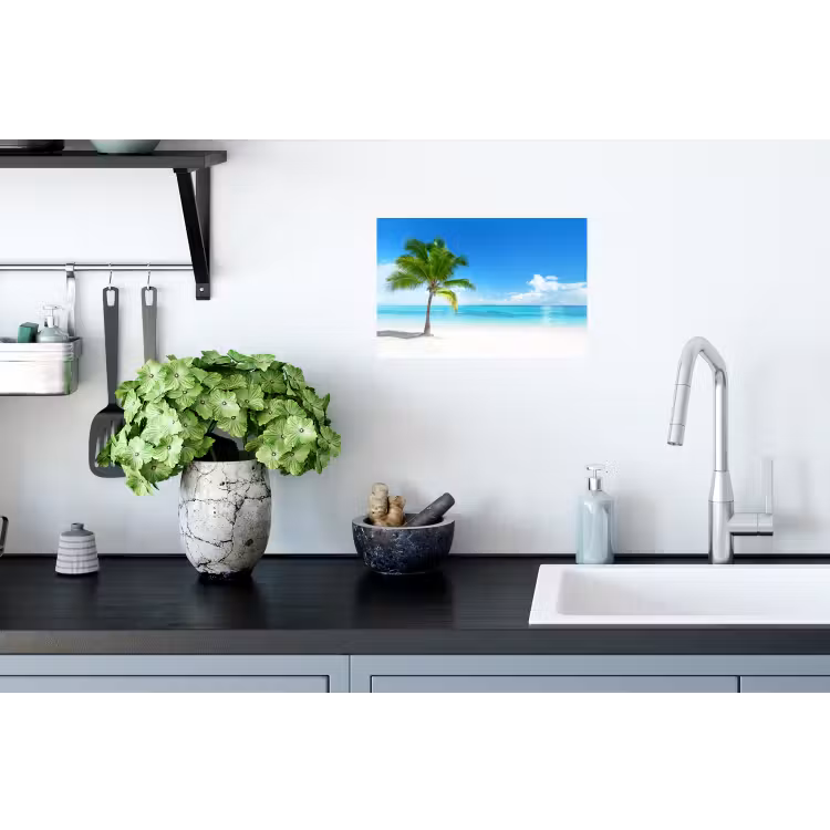 Palmboom - Strand - Zee - Zomer Muursticker klein -keuken